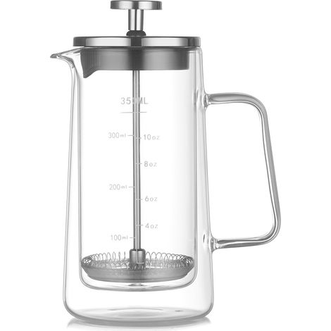 Cafetière à piston grande capacité et cafetière de camping - Presse à thé et à café en verre borosilicate à double paroi isolante (1/5)