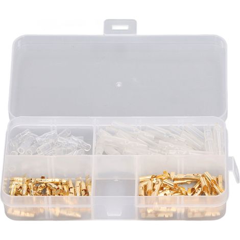 Lot de 120 connecteurs moto électriques étamés laiton PVC mâle femelle 3,5mm or avec capots isolants et boîte (1/5)