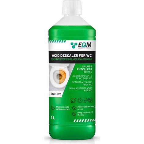 EQM Détartrant Acide WC 1L - Élimine Tartre, Calcaire et Rouille - Nettoyant Puissant pour Sanitaires et Toilettes - Haute Performance (1/5)
