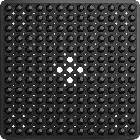 Tapis de Douche Noir Tapis de Bain avec Ventouse, Douche avec Trous de vidange, 53 × 53cm, Anti-dérapants Transparent (1/4)