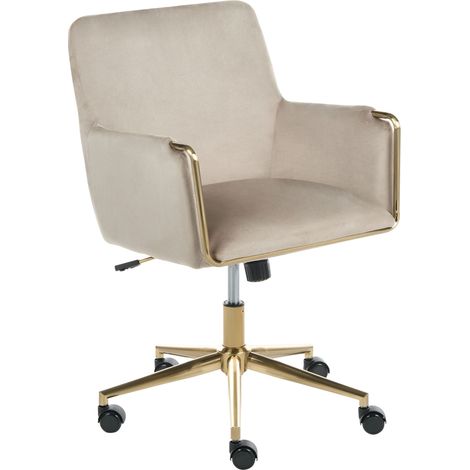 Executive Office Chair Beige Velvet Upholstery Seat Height Adjustment Titl Swivel Padding ALTONA (1/5)