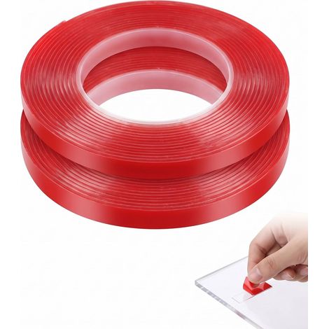 Ruban Adhésif Double Face Transparent, 2 Roulés 5 mm x 10 m, Acrylique 1 mm, Fixation Précise pour Bandes LED, Tenue Ultra-Forte sans Résidu sur Murs (1/5)