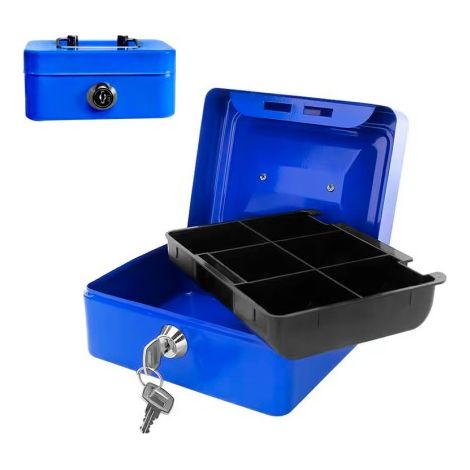 Caja de caudales acero accumaster - nº2, 20x16x9 cm, con bandeja y llaves, varios colores. (1/5)