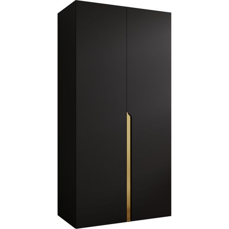 Armoire Hartford 579, Noir, 202x100x52cm, Portes d'armoire: Avec des charnières, Nombre d'étagères: 0 (1/5)