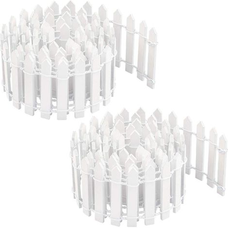 APEX Mini Clôture de Jardin, 2Pcs Miniature Clôture en Bois, 90 cm x 5 cm Petite Clôture en Bois, Clôture Miniature Flexible (Blanc) (1/5)
