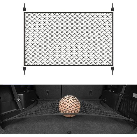 Filet de rangement coffre 60x40cm, extensible à 120x80cm, avec 4 crochets, pour la plupart des voitures. (1/5)