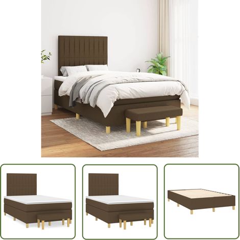 The Living Store Boxspringbett mit Matratze Dunkelbraun 120x200 cm Stoff - Boxspringbett - Doppelbett - Bettenrahmen - Matratze - Betttisch (1/5)