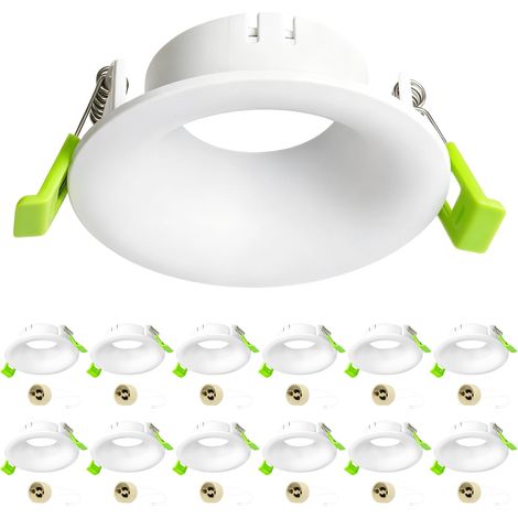 GU10 Recessed Spotlight Bracket, Deep Design LED Recessed Spotlight Frame with GU10 Socket, Without Bulb, Matte White, Round Ceiling Spotlight for Bathroom (1/5)