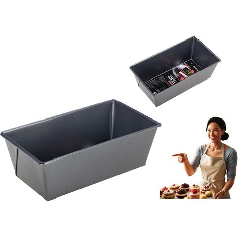 Vassoio, teglia, tortiera rettangolare, tortiera antiaderente, IDEAL, 21 x 11,5 x 7 cm, grigio scuro, metallizzato (1/4)