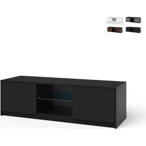 Mobile porta TV moderno con ante frontali cannettate 150x50x45cm Budapest - Nero