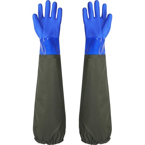 Wasserfisch-Angelhandschuhe, Geschirrspülhandschuhe, Autowaschhandschuhe, wasserdicht, rutschfest und verschleißfest, Teichreinigungshandschuhe, elastische Bündchen FLITI (1/4)