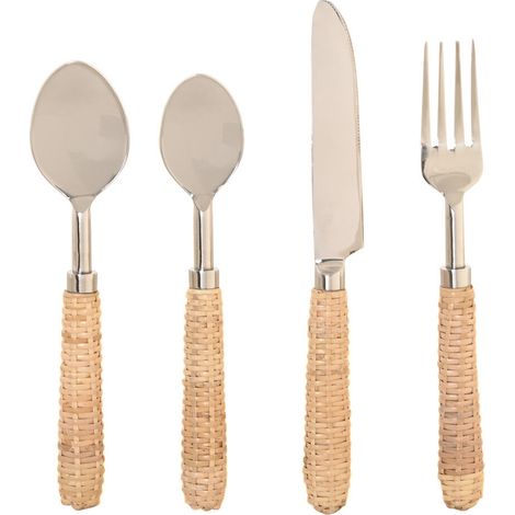 Cuberteria Set 16 Inox Ratan 4,5X2X21 Natural (1/4)