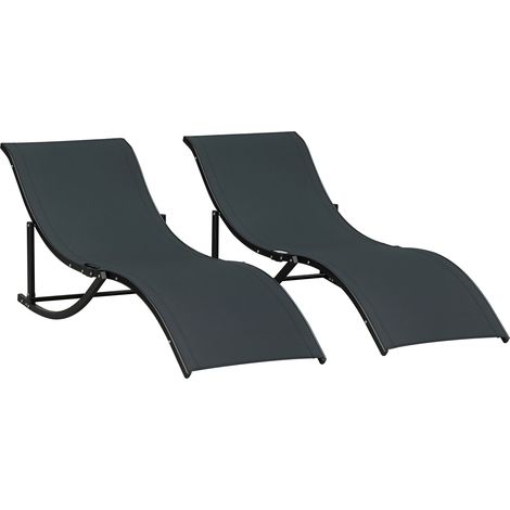 Set 2 Sdraio da Giardino Pieghevoli, Lettino Prendisole in Alluminio e Textilene, 61x165x63cm