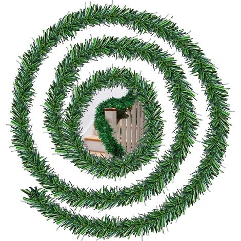 5M Guirlande Noel Sapin Décoration Vert, Guirlande Sapin Artificiel Noël Décoration, Artificiel Intérieur Extérieur Vert Décoré, Décoration de Noël pour escaliers Porte Murale cheminée (1/5)