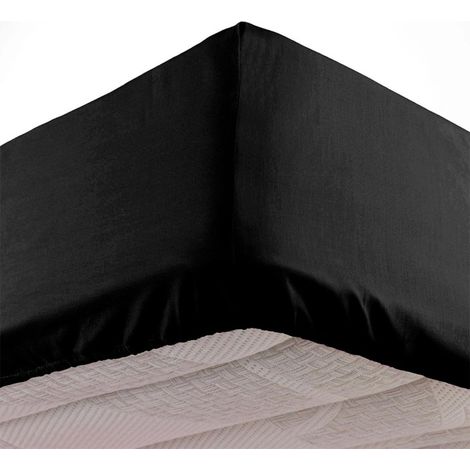 Paris Prix – Drap housse microfibre 140x190cm noir – 100% polyester ultradoux – Confort optimal – Certification Oeko-Tex Standard 100 (1/2)