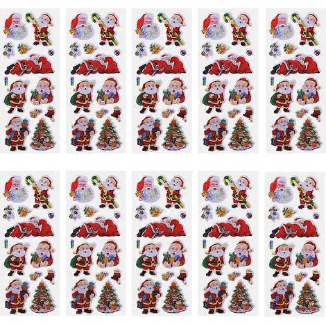 24 feuilles d'autocollants décoratifs de Noël, motif Père Noël et bulles, pour la décoration de livres et manuels (motif aléatoire).-17X7cm
