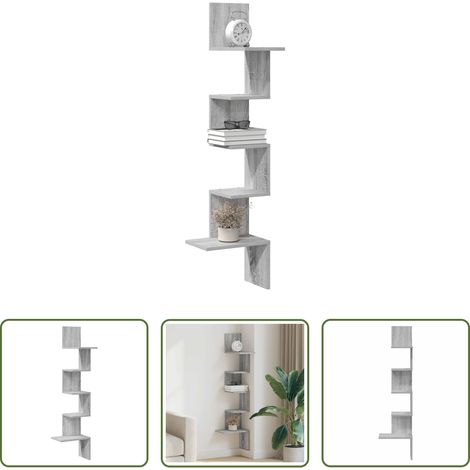 Eckregal - Wand-Eckregal Grau Sonoma 32x32x127,5 cm Holzwerkstoff (1/5)