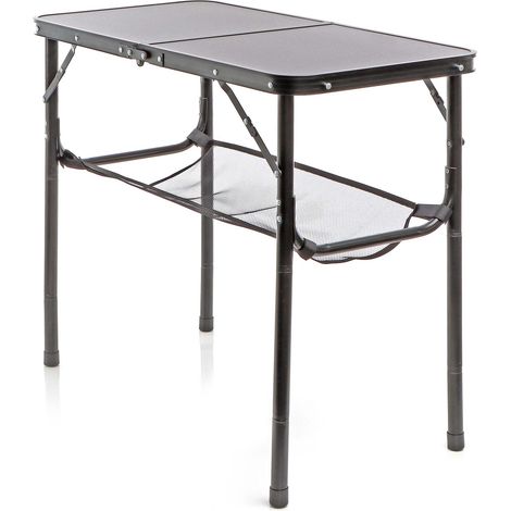 Toboli Campingtisch Schwarz 80x40cm höhenverstellbar auf 31/45/56/70 cm Aluminium Klapptisch Falttisch Outdoor klappbarer Tisch für Camping, Garten und Balkon, Camping Tisch faltbar (1/5)