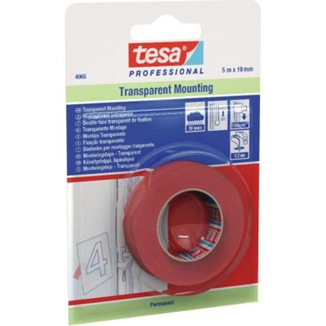 TESA cinta adhesiva 2c 1,5x19 4965 transparente , tesa Professional 4965. Cinta de doble cara con alta resistencia a la temperatura y exterior.
- Cinta adhesiva doble cara 4965. Ac