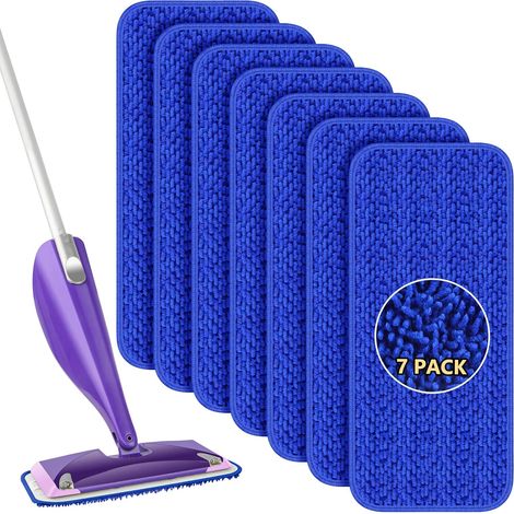 Lot de 7 lingettes de nettoyage réutilisables bleues Swiffer WetJet compatibles avec le kit de balai à franges à spray, recharges de lingettes humide