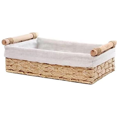 Panier de rangement en rotin beige 25 x 15 x 8,1 cm pour organiser le papier toilette sur le comptoir, bote de rangement, 1 pièce (1/5)