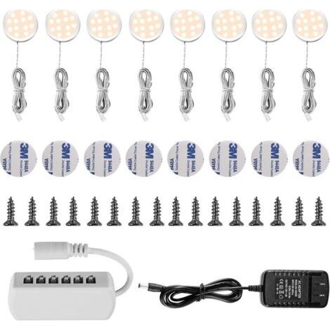 Lampe Sous Meuble LED Eclairage Sous Placard Vitrine Spot Encastrable 16W pour Placard Meuble Cabinet Cuisine Blanc Chaud 3000K (Lot de 8) [Classe énergétique A++] (1/4)