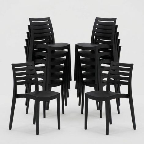Stock 24 Sillas De Polipropileno Restaurantes Firenze Grand Soleil - Negro (1/5)