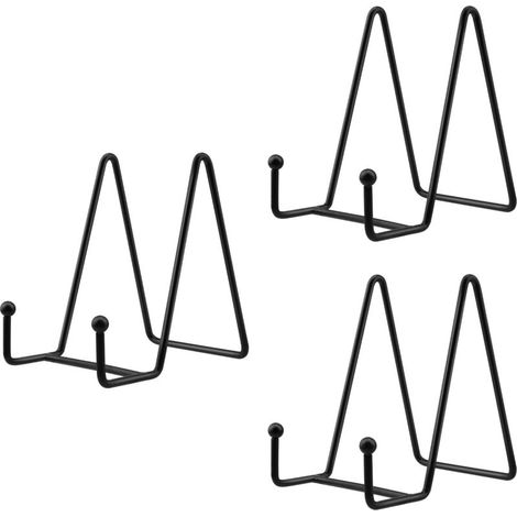 Lot de 3 présentoirs de 14,5 cm pour assiettes et photos – Chevalet en fer noir – Supports de présentation en métal pour photos, images, assiettes décoratives et art de table (1/4)
