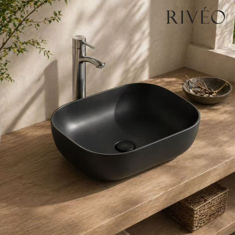 Vasque de Salle de Bain Noire en Céramique – Design Moderne – Rivéo