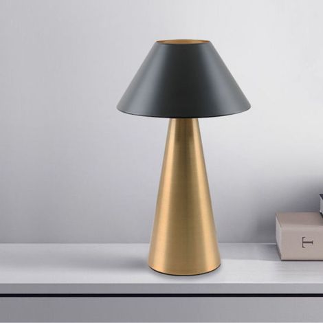Lampada da tavolo a forma di fungo in metallo dorato