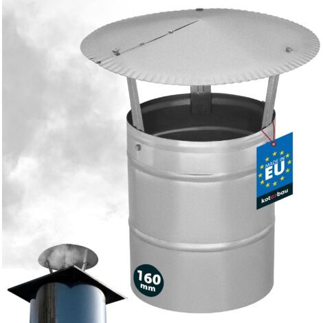 Chapeau de Cheminée - Acier Galvanisé - ø 160 mm - Argent - Chapeau Cheminée Anti Pluie - Résistant à la Corrosion - Installation Facile - Design Moderne-NANOTEH (1/5)