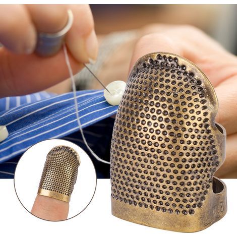 Tragbarer Vintage-Fingerhut aus Messing zum Nähen, Quilten, Basteln und Fingerschutz (M) (1/5)