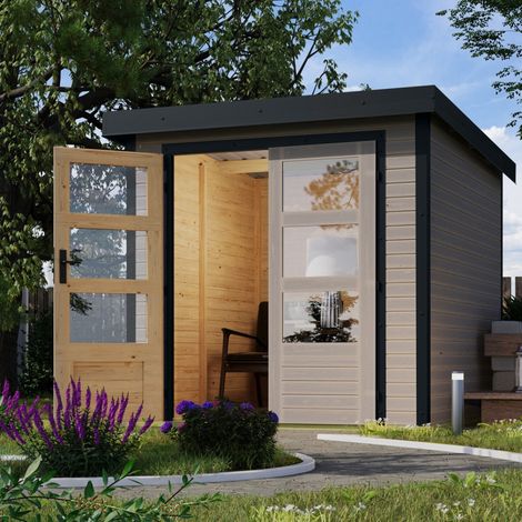 Abri Jardin Bois-Métal 4,45m² Jupiter Karibu Gris Clair (1/5)