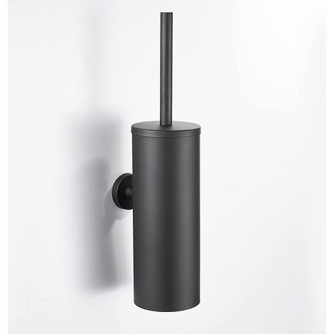 Mural brosse WC fine en inox – porte brosse WC classique pour salle de bain ou WC d’invités – brosse toilette avec support à brosse pratique –le noir (1/5)