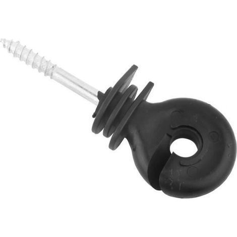pair Fanguo-Isolateur annulaire à visser 50 pièces-ensemble noir vis en anneau isolants accessoires de clôture électrique pour (1/4)