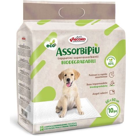 Tappetini assorbenti biodegradabili 60x60cm Assorbipiù da 10 pezzi