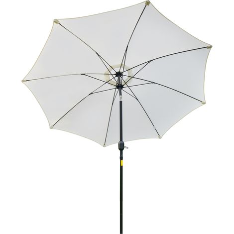 Outsunny Parasol de jardin Parasol droit inclinable aluminium fibre de verre polyester diamètre 2,65 m coloris crème (1/5)