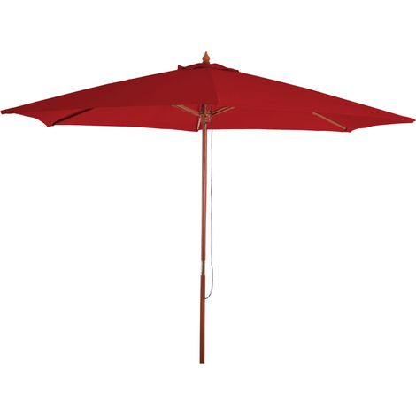 [JAMAIS UTILISÉ] Parasol en bois, parasol de jardin Florida, parasol de marché, 3m, bordeaux