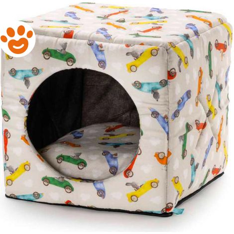 Leopet Dog Cuccia Cubo in Gomma Funny Cars (40x40x40 cm) - Confezione 1 Pezzo - Accessori
