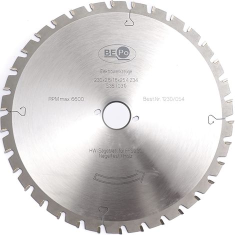 Bepo HW Sägeblatt nagelfest FFS 230 Z34 230mm Altfensterrahmen Holz 1230/054 (1/2)