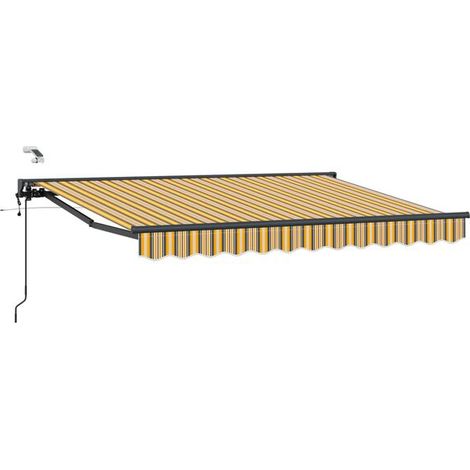 Store banne motorisé rétractable, jaune, gris, gris anthracite, 3,5 x 2 mètres. (1/5)