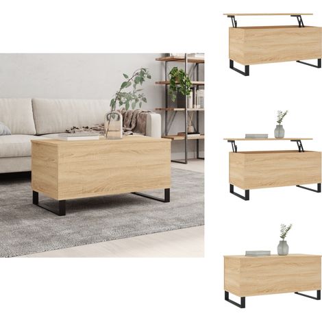 Table basse Chêne sonoma 90x44,5x45 cm Bois d'ingénierie - Table Basse - Meuble Salon - Table D'appoint - Bout De Canapé - Table Élégamte (1/5)