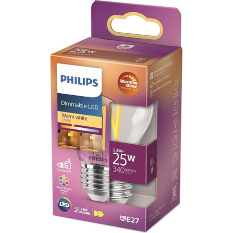 Ampoule LED Sphérique E27 25W Blanc Chaud Claire, Compatible Variateur (1/5)