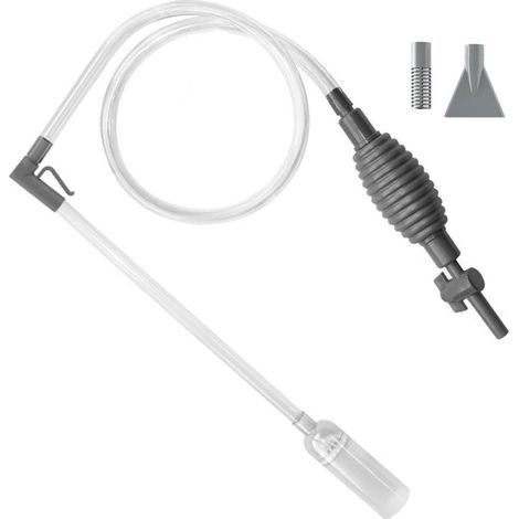 Grauer Aquarium-Bodenreiniger - Manueller Wasserwechsler-Siphonreiniger, geeignet für die Bodenreinigung von Aquarien und Pools (1,7 m) (1/5)