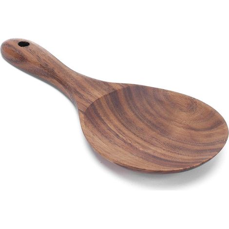Cucchiaio da riso in legno - Cucchiaio da cucina resistente al calore - Utensile da cucina multifunzionale con rivestimento antiaderente - Paletta per riso portatile con manico lungo (1/5)