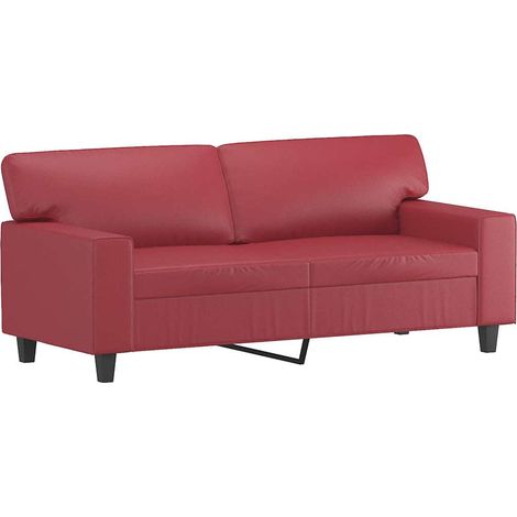Canapé  Sofa à 2 places Rouge bordeaux 140 cm Similicuir