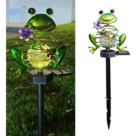 Lampe solaire LED à ressort avec prise de terre en forme de grenouille (1/5)