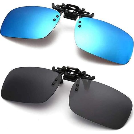 Lunettes de Soleil Polarisées à Clip Rabattable, Lot de 2 pour Conduite Anti-éblouissement avec Étui