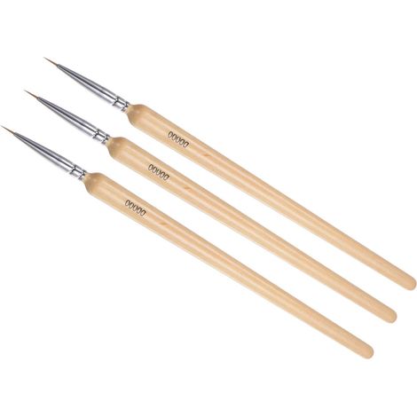Pinceaux de Détail 6mm 00000 3 Pièces en Bois (1/5)