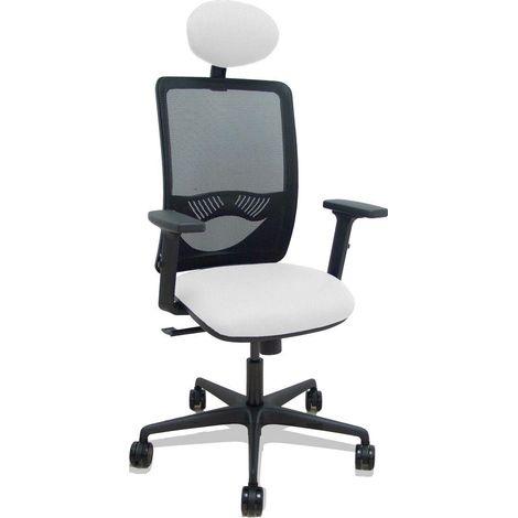 Zulema synchro chair black mesh bali seat white armrests 2D castors 65mm headrest
